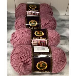 Lion Brand Wool-Ease Yarn 4 Skeins Rose Heather 140 New
